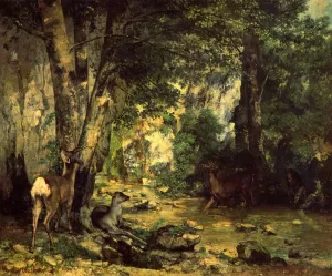 The Shelter of the Roe Deer at the Stream of Plaisir-Fontaine, Doubs by Gustave Courbet Oil Painting