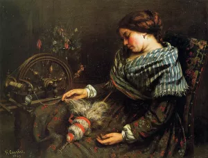 The Sleeping Spinner by Gustave Courbet Oil Painting
