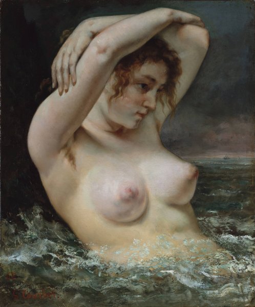 The Woman in the Waves  by Gustave Courbet - Hand-Painted Oil Painting Reproduction
