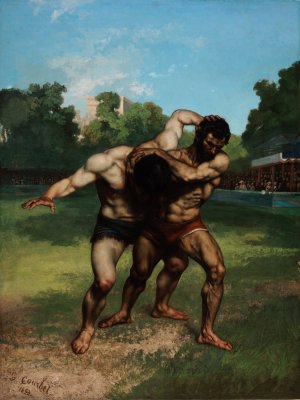The Wrestlers by Gustave Courbet Oil Painting