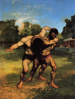 The Wrestlers by Gustave Courbet Oil Painting
