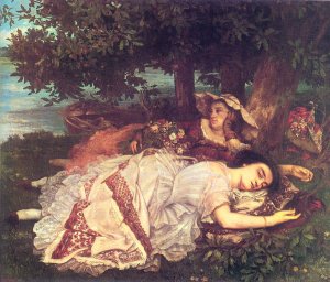 The Young Ladies on the Banks of the Seine by Gustave Courbet Oil Painting