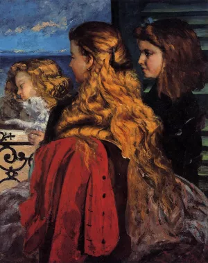 Three English Girls at a Window by Gustave Courbet Oil Painting