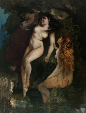 Trois baigneuses by Gustave Courbet Oil Painting