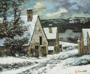 Village Edge in Winter by Gustave Courbet Oil Painting