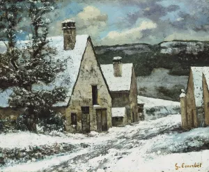 Village Edge in Winter by Gustave Courbet Oil Painting