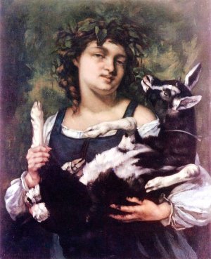 Village Girl with Kid by Gustave Courbet Oil Painting