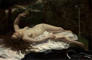 Woman with a Parrot by Gustave Courbet Oil Painting