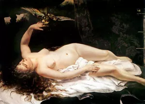Woman with a Parrot by Gustave Courbet Oil Painting