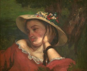 Woman with Flowers on Her Hat by Gustave Courbet Oil Painting