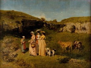 Young Ladies of the Village by Gustave Courbet Oil Painting