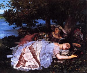 Young Ladies on the Banks of the Seine also known as Summer by Gustave Courbet Oil Painting