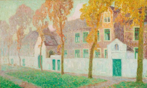 Le Beguinage a Bruges  by Gustave De Smet - Hand-Painted Oil Painting Reproduction