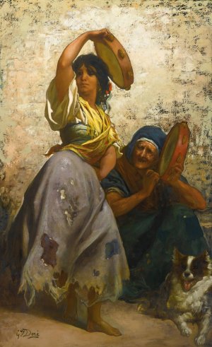 A Gypsy Dancing The Zorongo by Gustave Dore Oil Painting