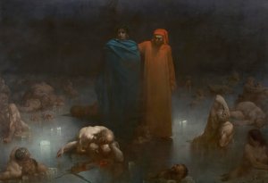 Dante and Virgil in the Ninth Circle of Hell by Gustave Dore Oil Painting