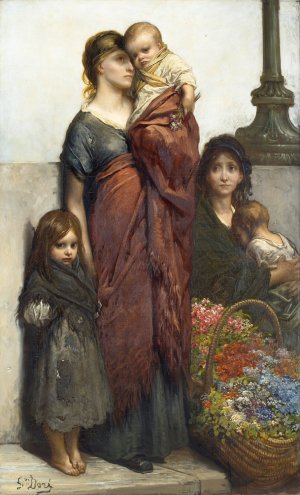 Flower Sellers of London by Gustave Dore Oil Painting