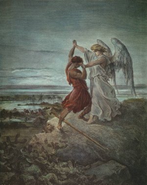 Jacob Wrestling with the Angel by Gustave Dore Oil Painting