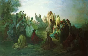 Jesus Prechant Sur La Montagne by Gustave Dore - Oil Painting Reproduction