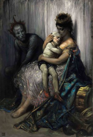 La famille du saltimbanque; l'enfant blesse by Gustave Dore Oil Painting