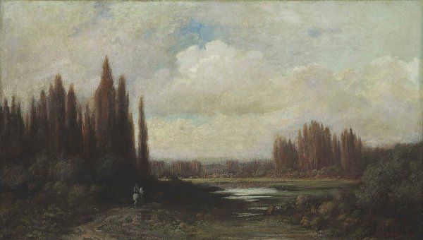 Landscape With A Rider By A Pond  by Gustave Dore - Hand-Painted Oil Painting Reproduction