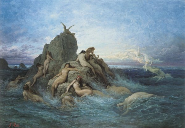 Main Product Photo of Les Oceanides Les Naiades de la mer Painting by Gustave Dore
