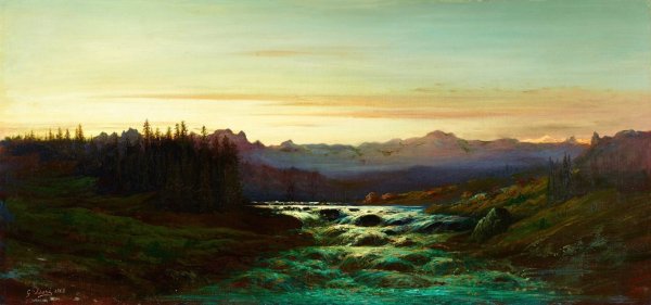 Paysage de Montagnes  by Gustave Dore - Hand-Painted Oil Painting Reproduction