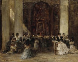 Mass by Gustave Henri Colin Oil Painting