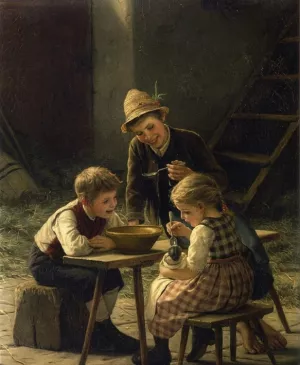 Baby Doll's Dinner by Gustave Igler Oil Painting