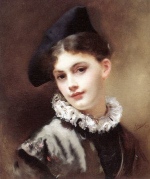 A Coquettish Smile by Gustave Jean Jacquet Oil Painting