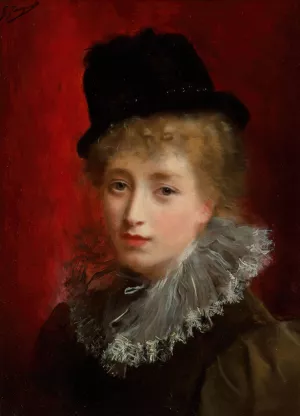 A fashionable beauty by Gustave Jean Jacquet Oil Painting
