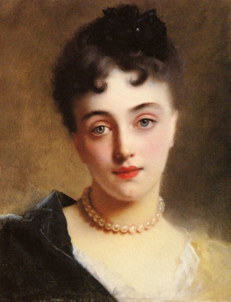 Main Product Photo of An Elegant Lady with Pearls Painting by Gustave Jean Jacquet