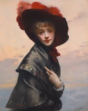 Dame au chapeau by Gustave Jean Jacquet Oil Painting