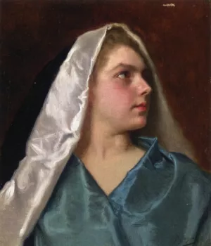 Girl with Veil by Gustave Jean Jacquet - Oil Painting Reproduction