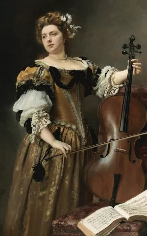 The Cello Player by Gustave Jean Jacquet Oil Painting