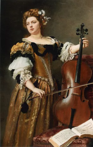 The Cello by Gustave Jean Jacquet - Oil Painting Reproduction