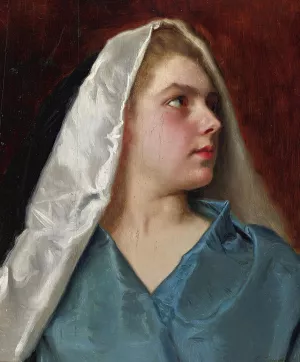 Woman With A Mantle by Gustave Jean Jacquet Oil Painting