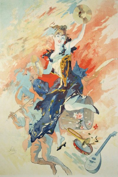 Allegory of Music  by Jules Cheret - Hand-Painted Oil Painting Reproduction