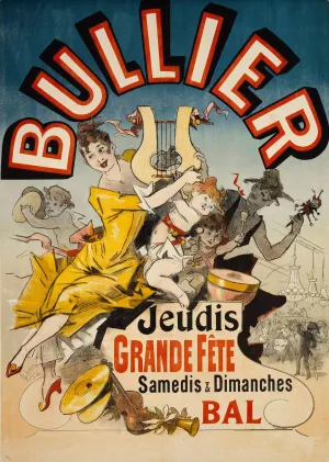 Bullier Jeudis Grande Fete Samedis And Dimanches Bal by Jules Cheret Oil Painting