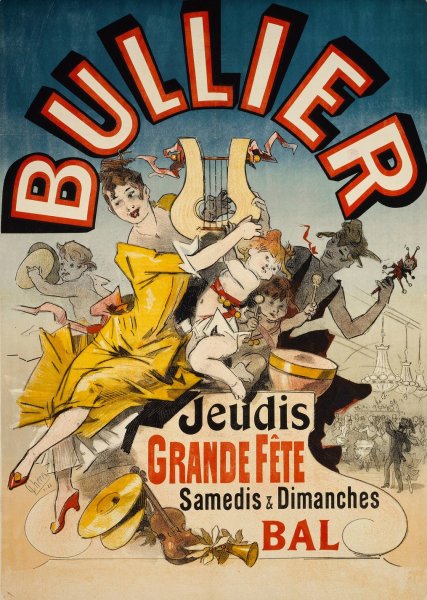 Bullier Jeudis Grande Fete Samedis And Dimanches Bal  by Jules Cheret - Hand-Painted Oil Painting Reproduction