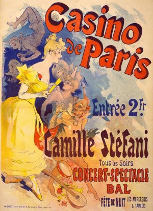 Casino of Paris. Camille Stefani. Concert-spectacle bal by Jules Cheret Oil Painting