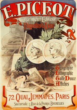E. Pichot Imprimeur Editeur, Etiquettes de Luxe, Typographie by Jules Cheret Oil Painting