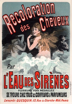 Eau des Sirenes by Jules Cheret - Hand-Painted Oil Painting Reproduction