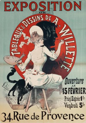 Exposition De Tableaux And Dessins De A. Willette by Jules Cheret Oil Painting