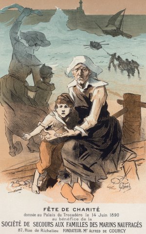 Fete de charite au benefice de la 'Societe de Secours aux Familles des Marins naufrages' by Jules Cheret Oil Painting