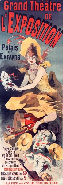 Grand Theatre de l'Exposition. Palais des enfants. Opera-comique, ballets, pantomines  by Jules Cheret - Hand-Painted Oil Painting Reproduction