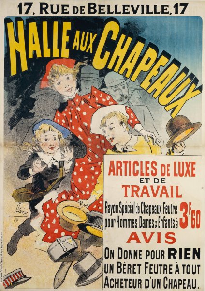 Halle Aux Chapeaux  by Jules Cheret - Hand-Painted Oil Painting Reproduction