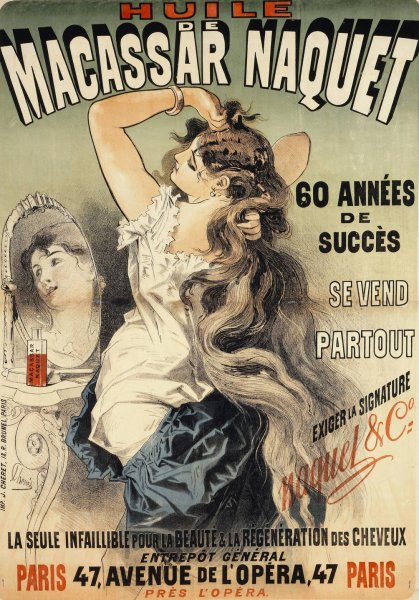 Huile De Macassar Naquet  by Jules Cheret - Hand-Painted Oil Painting Reproduction