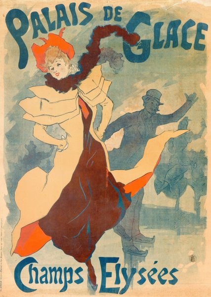 Ice Skating Rink  by Jules Cheret - Hand-Painted Oil Painting Reproduction