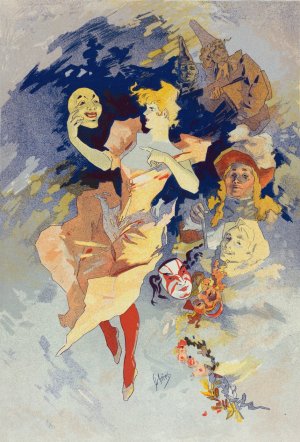 La Comedie by Jules Cheret Oil Painting
