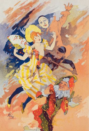 La Pantomime by Jules Cheret Oil Painting